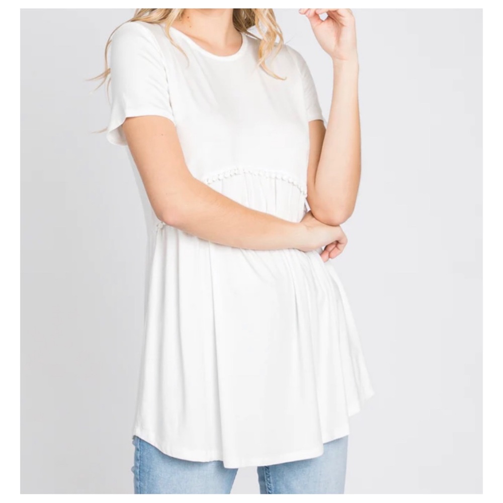 #25 Leala Short sleeve Boho Sheering Tunic Top